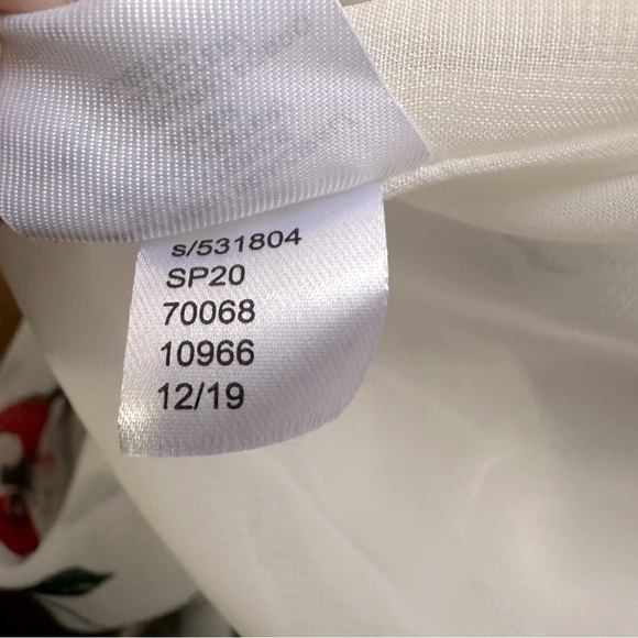 Ann Taylor White Spring Floral Chiffon Lined Short Sleeve Blouse V-neck w Scarf - Picture 9 of 9